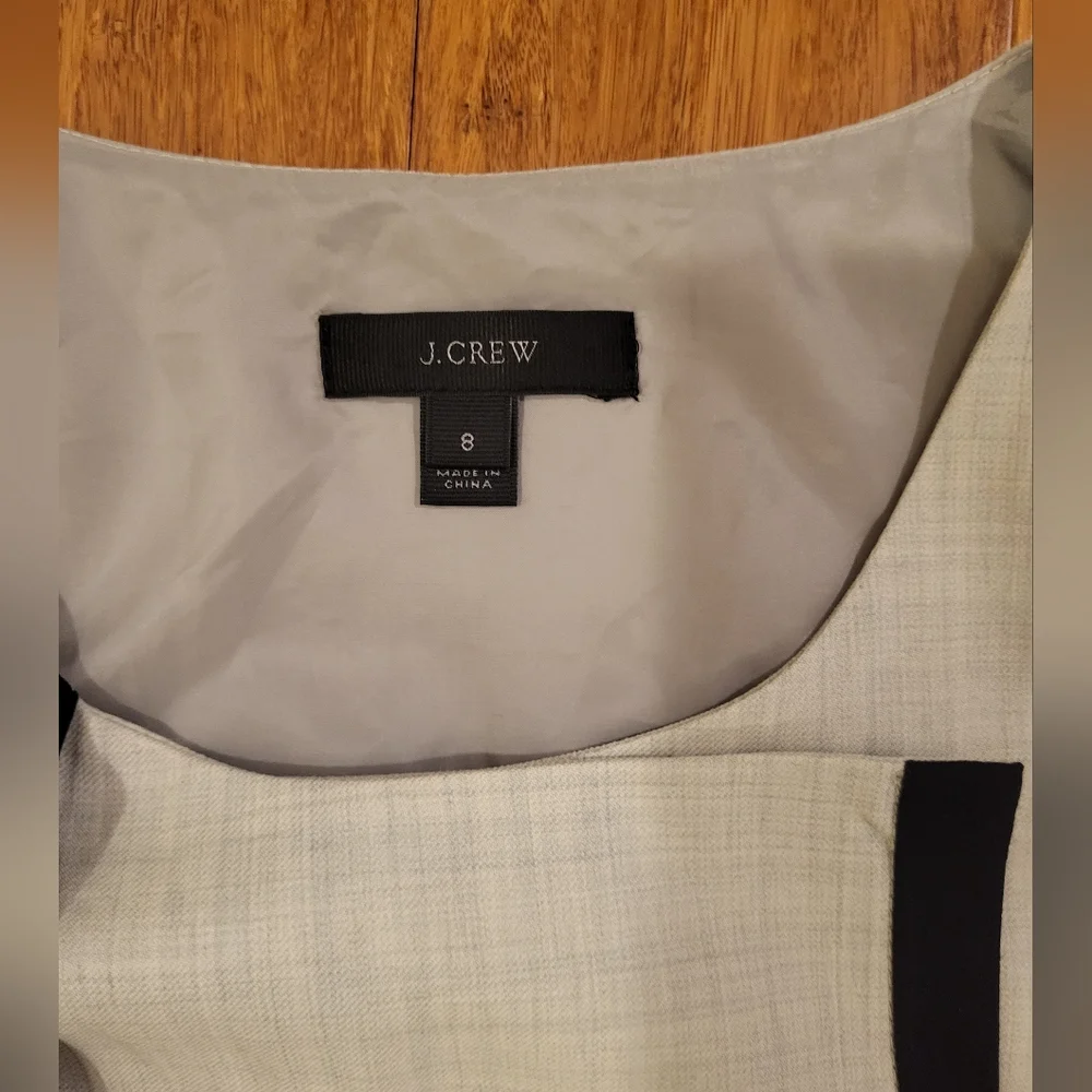 J. Crew Cream Midi Dress with Black Trim